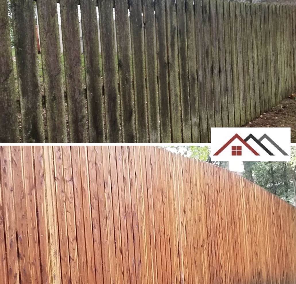 pressure washed fence before and after in imperial, MO